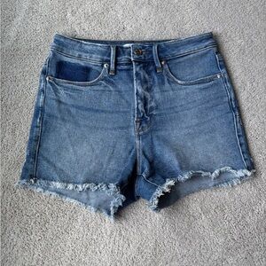 Good American Blue Jean Shorts High-Waisted Distressed